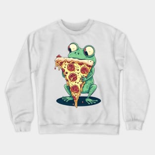 Frog Eating Pizza Crewneck Sweatshirt